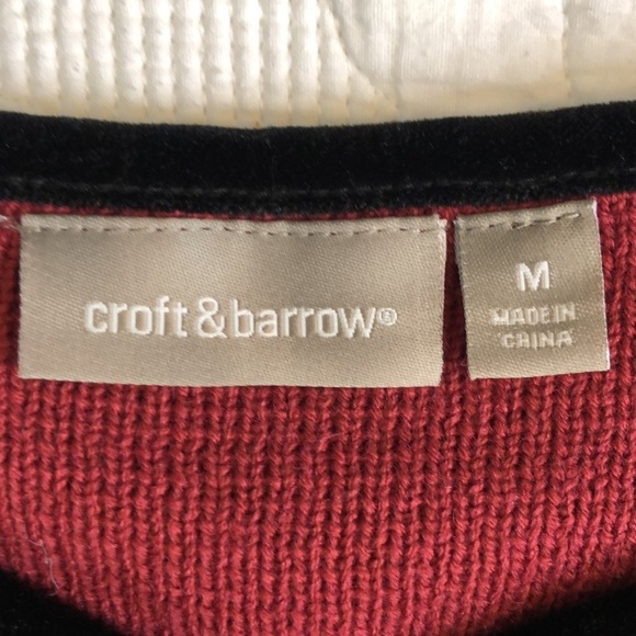Croft Barrow Sweater Womens Red Woolen Embroidered Button Up Cardigan Size M - Picture 8 of 12